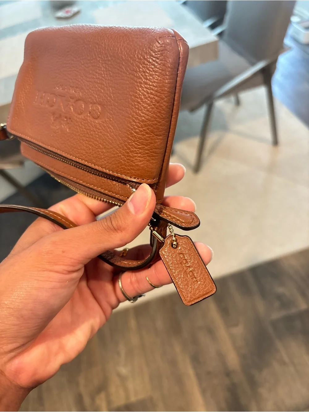 Coach Leather Wristlet Brown Leather Pebbled Wallet - Picture 5 of 5